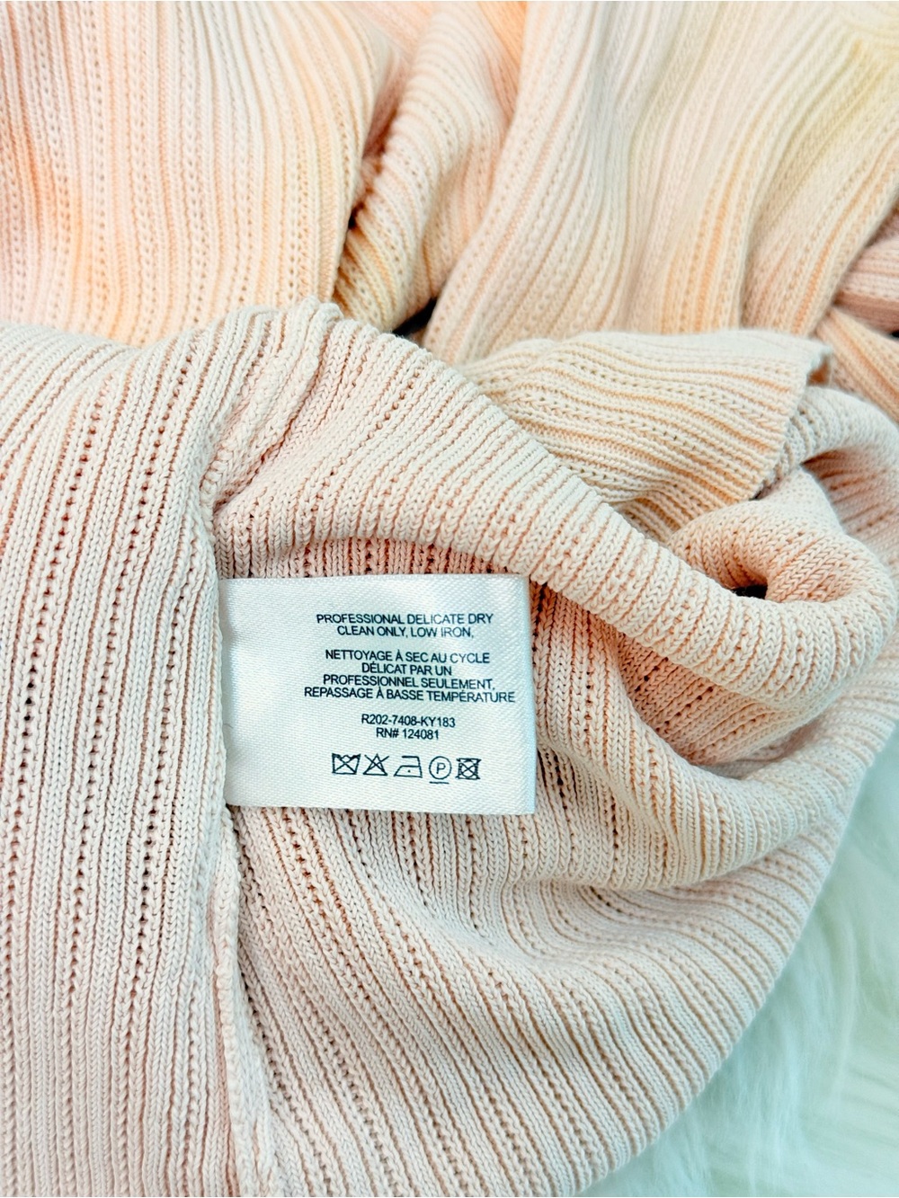 LUXE Proenza Schouler Resort Runway Tie Dye Ribbed Knit Top Peach Navy M - Picture 13 of 14